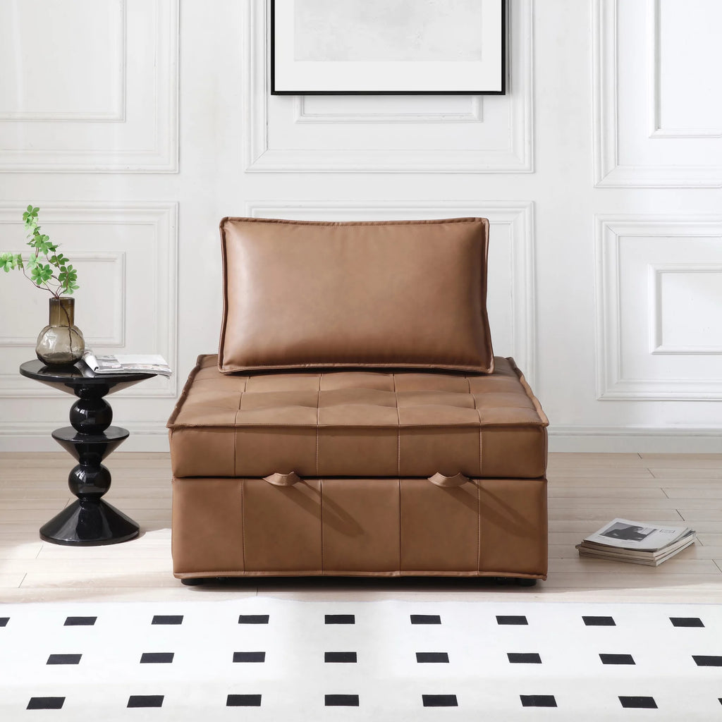 Faux Leather Ottoman Sofa Bed F702499