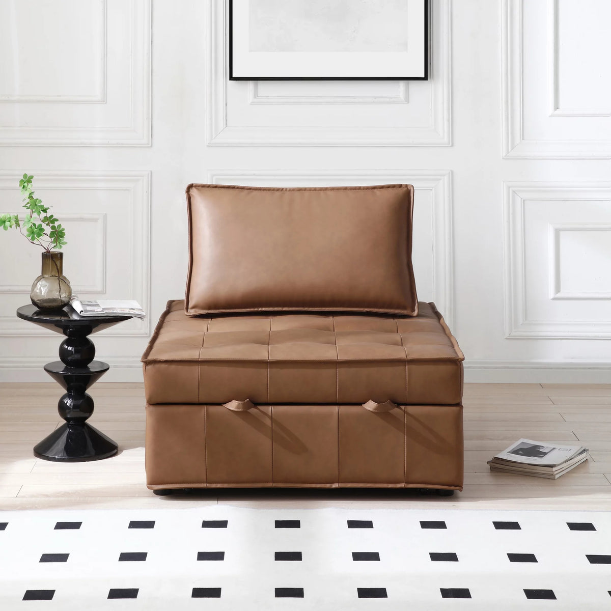 Faux Leather Ottoman Sofa Bed F702499