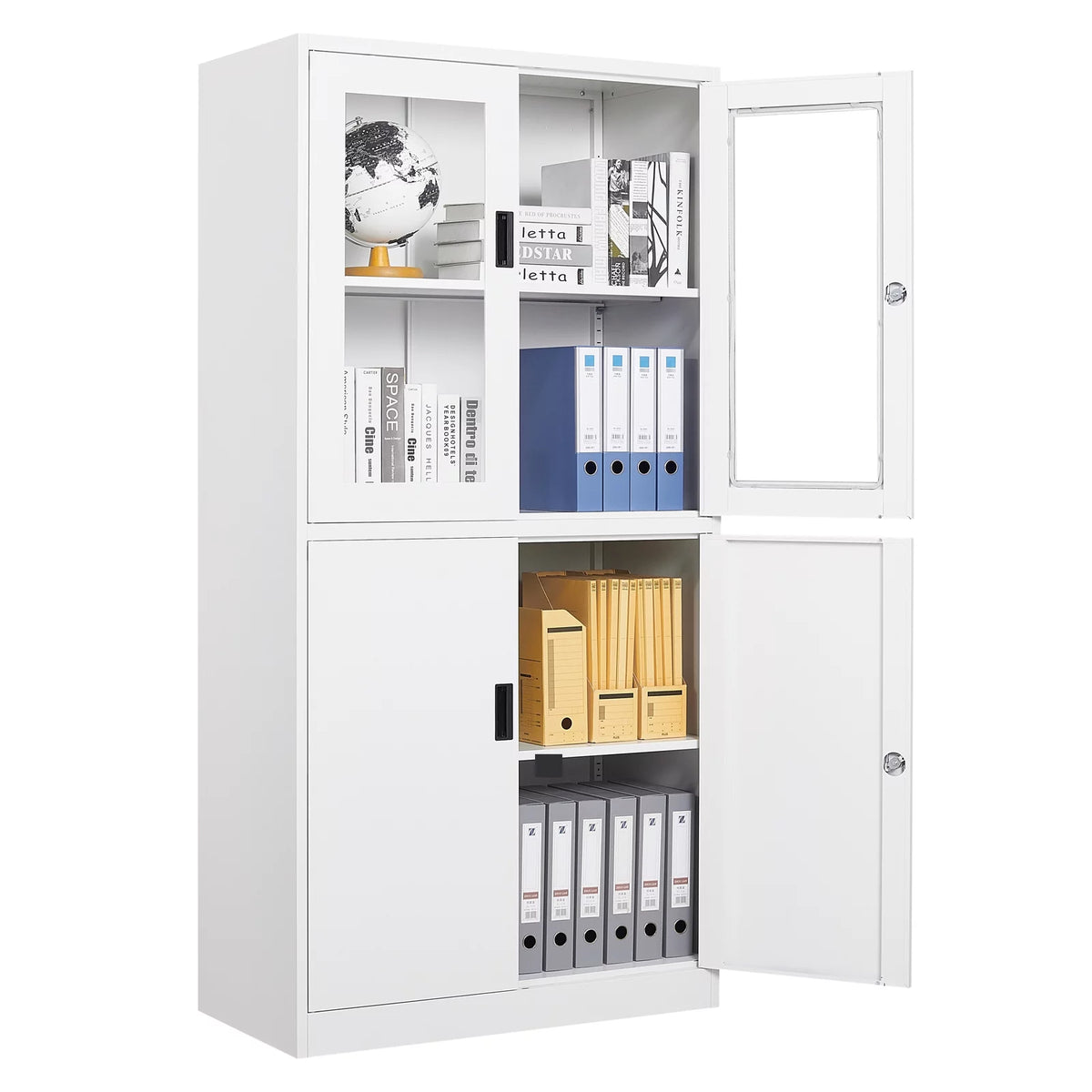 Metal Storage Cabinet with Glass Lockable Door and 2 Adjustable Shelves F52716