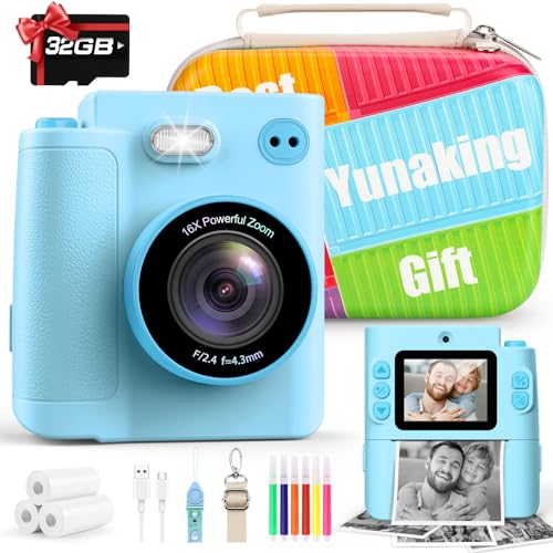 Instant Print Dual Lens Digital Camera with 32G SD Card Storage Bag Pink B5537
