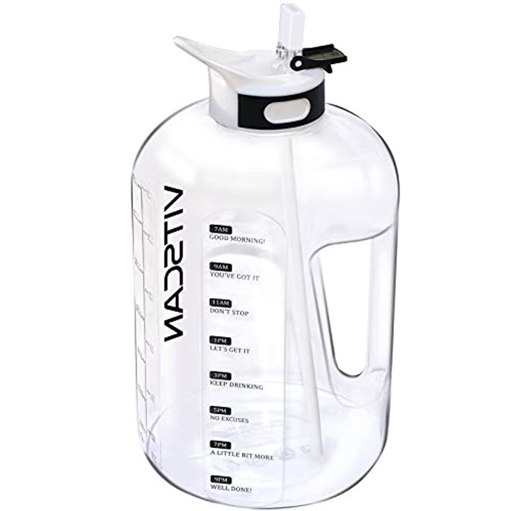128 Oz Water Bottle with Straw and Time Marker, BPA Free Z985