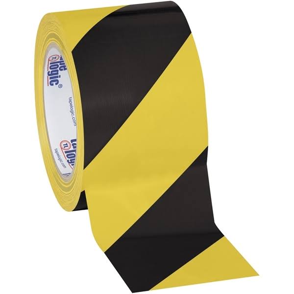 Black/Yellow Striped Vinyl Safety Tape 3x22 x 36 Yard Roll (16 Roll/Case) U137