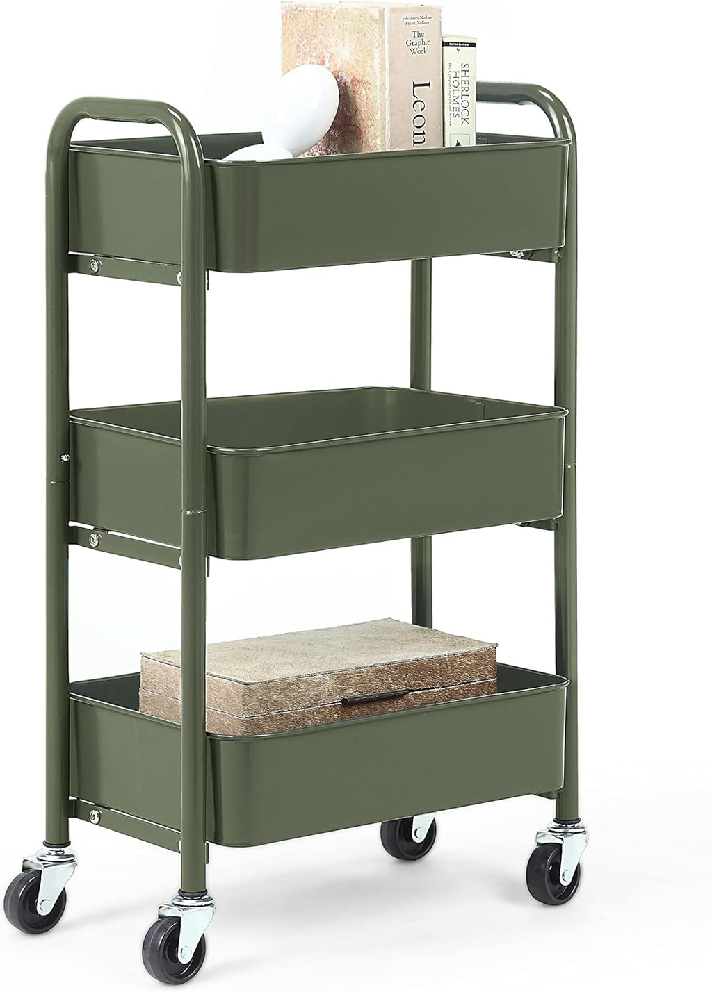 3-Tier Rolling Metal Storage Cart with Caster Wheels X161792