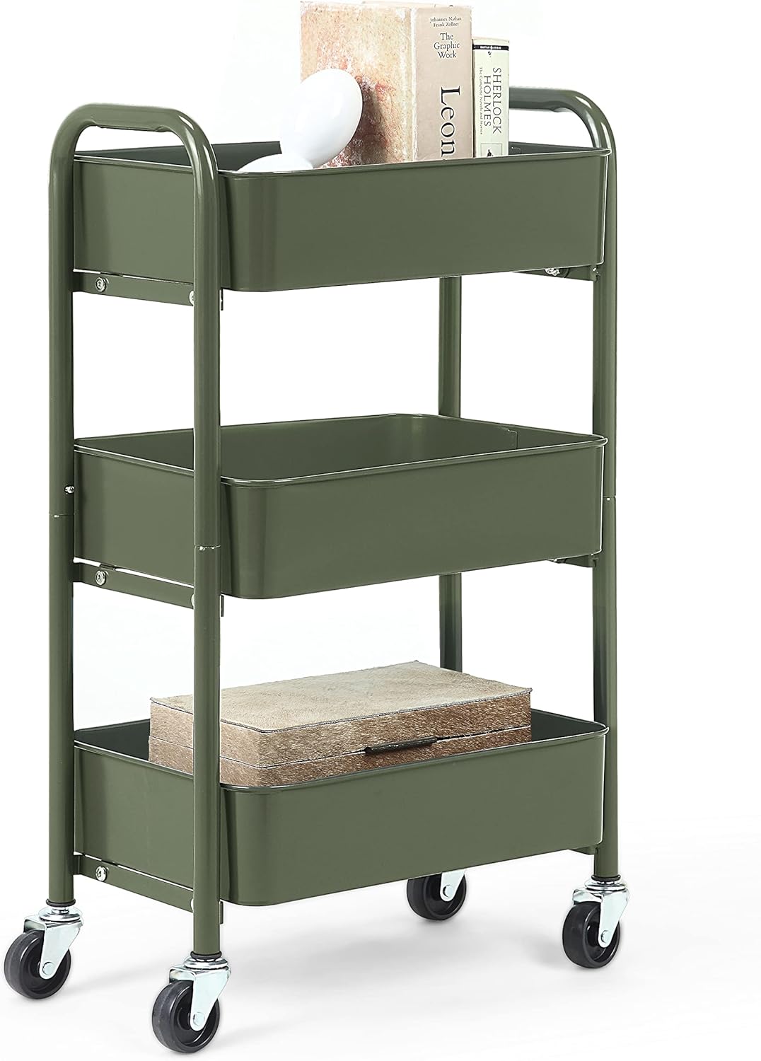 3-Tier Rolling Metal Storage Cart with Caster Wheels X161792