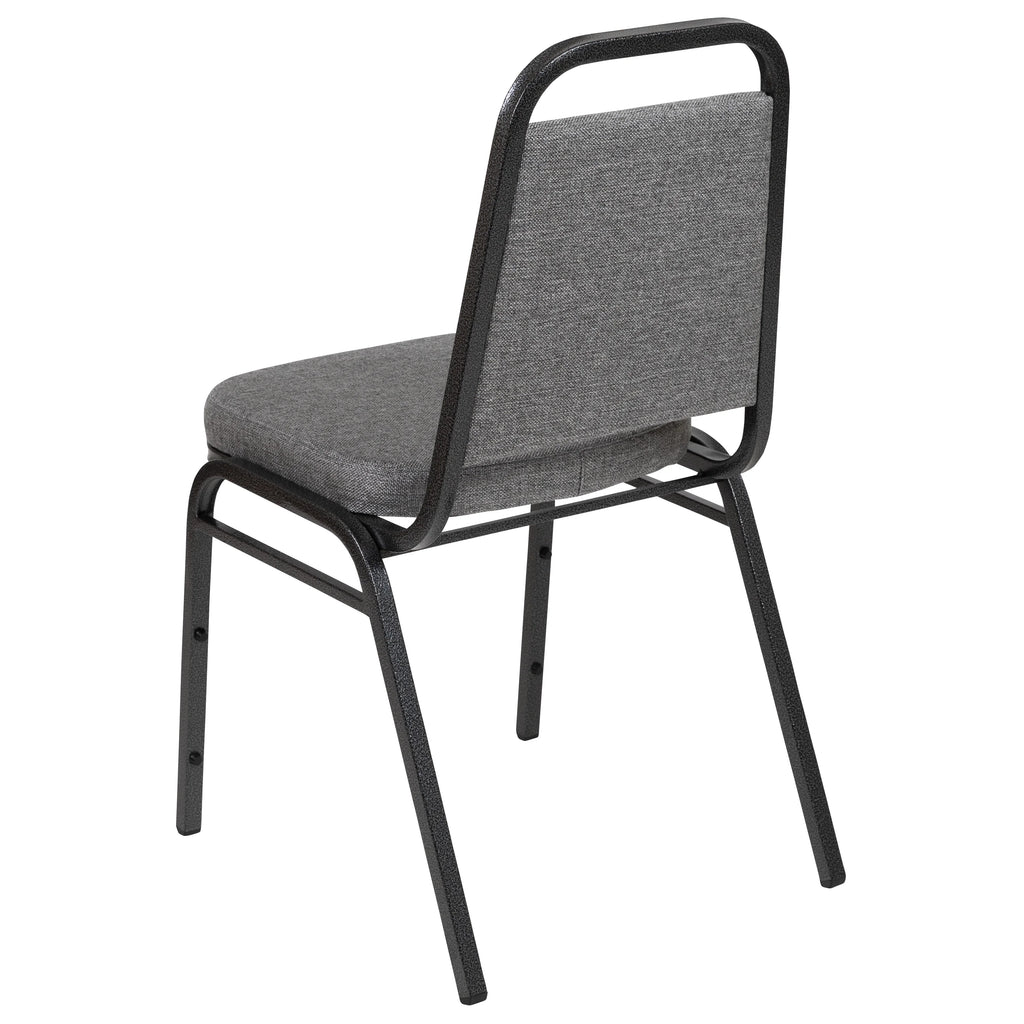 4 Pack Trapezoid Banquet Stack Chair, Gray Fabric/Silver Vein Frame F86191
