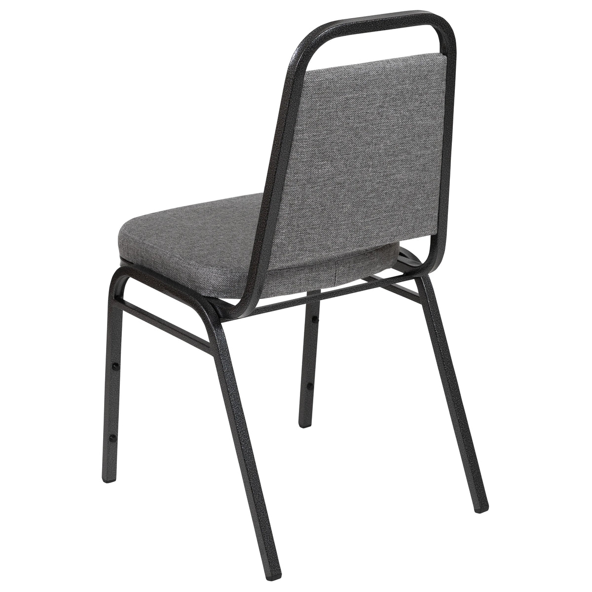4 Pack Trapezoid Banquet Stack Chair, Gray Fabric/Silver Vein Frame F86191