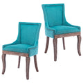 Blue Upholstered Dining Chairs Set of 2 with Wood Legs P719928