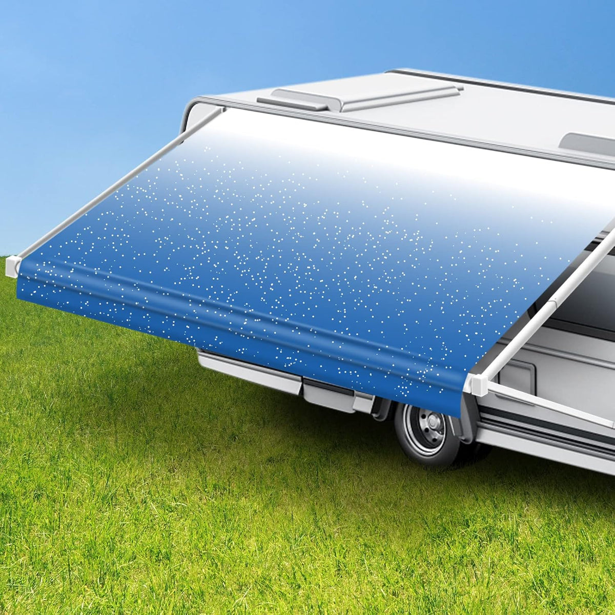 Blue Fade 15' Waterproof RV Awning Fabric Replacement E9999
