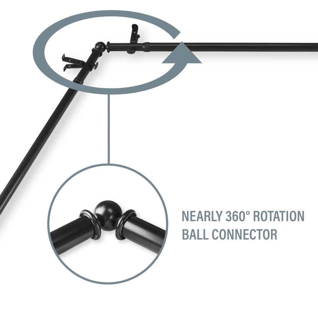 Multi Angle Ceiling Rod Room Divider Adjustable 28-48 inch Black Z4210
