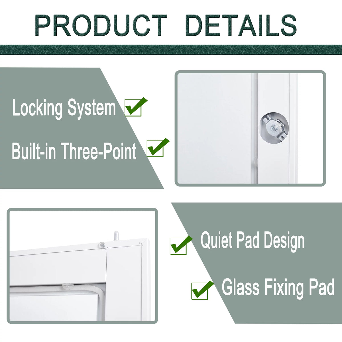 Metal Storage Cabinet with Glass Lockable Door and 2 Adjustable Shelves F52716