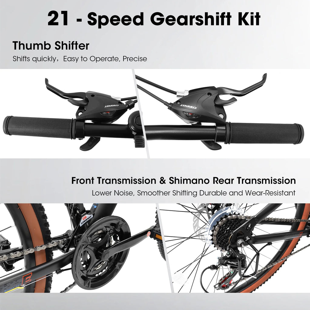 24 inch Mountain Bike Bicycle with Disc Brake, Black Y194