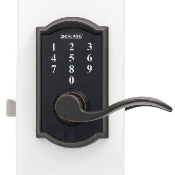 Aged Bronze Touch Entry Door Lever Set with Accent I109