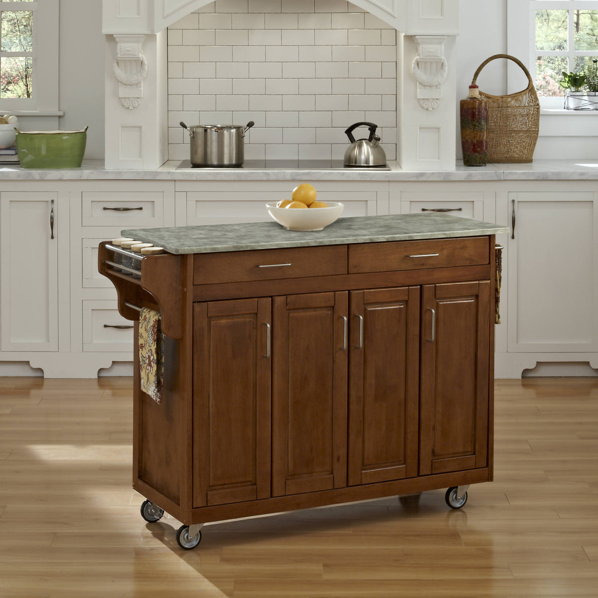 Oak Create-a-Cart with Concrete Top J52722