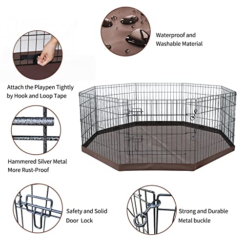 Foldable Metal Dog Playpen 8 Panels 24 Inch with Top Cover A856200