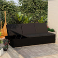 Convertible Sun Bed with Cushion Poly Rattan Black V382