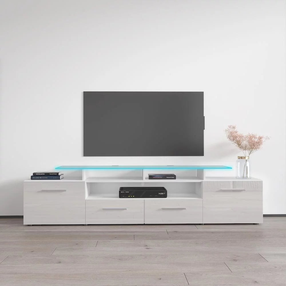 White Modern TV Stand with LED Light System R311387