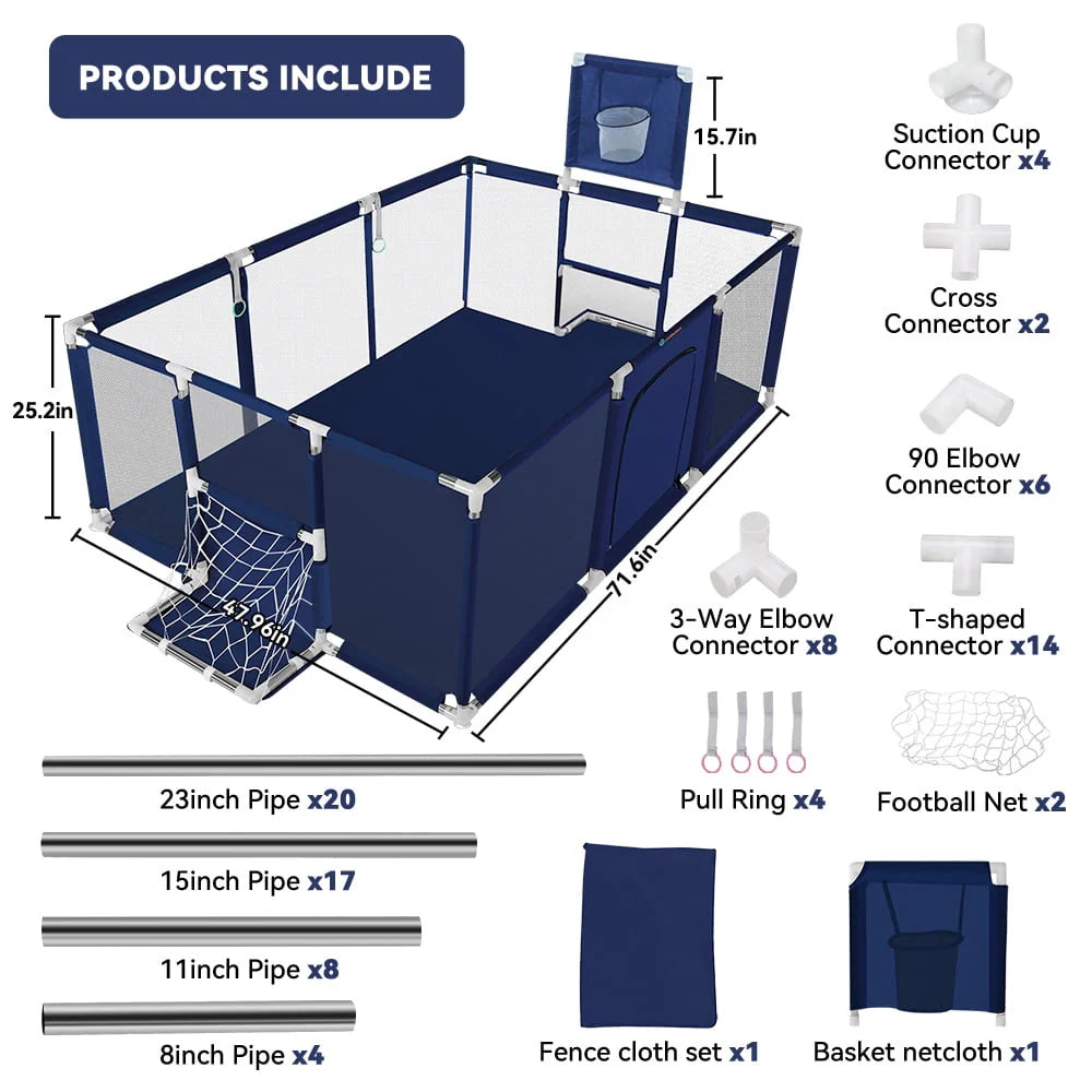 71x48inch Large Gray Baby Playpen R305631