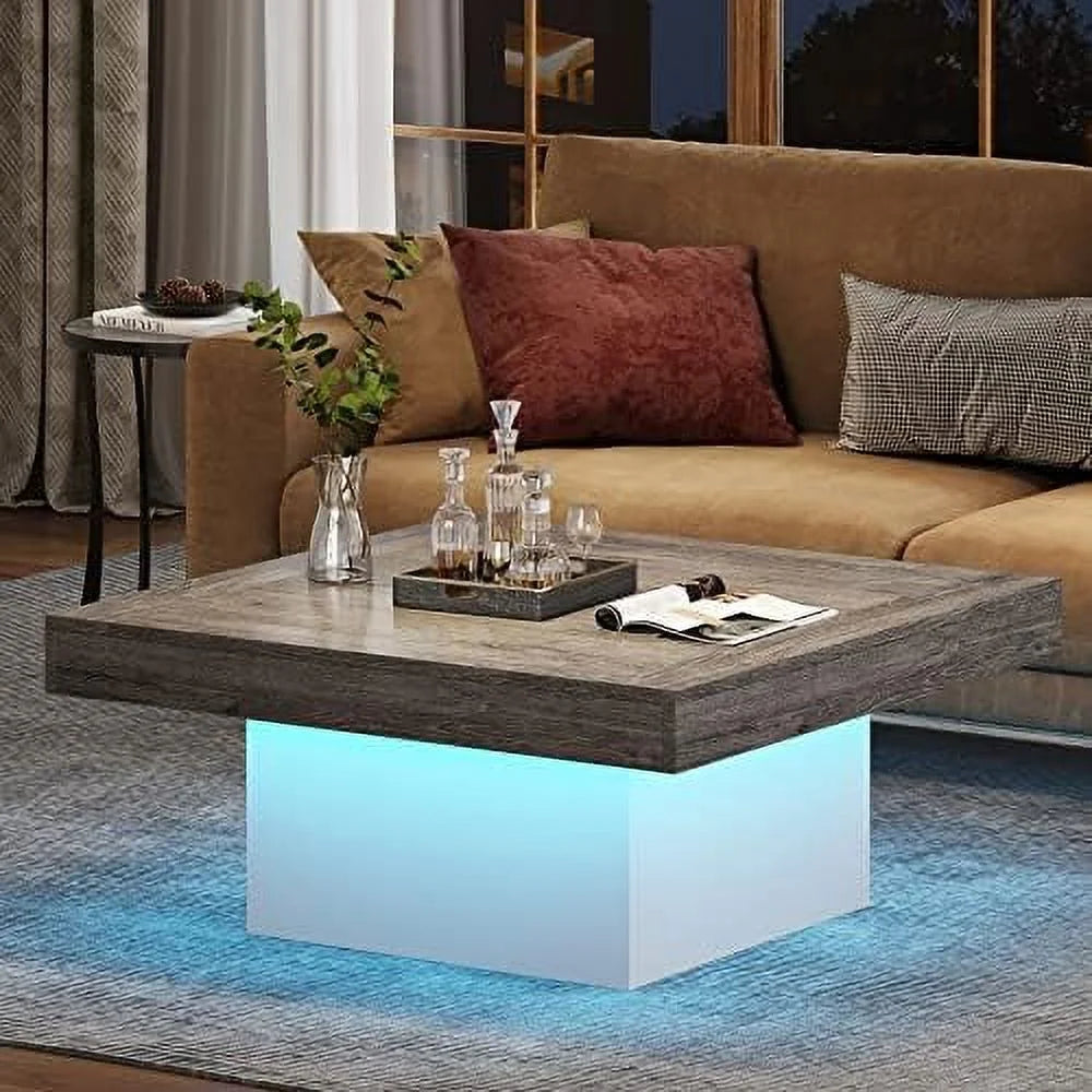 Square LED Engineered Wood Coffee Table B8980