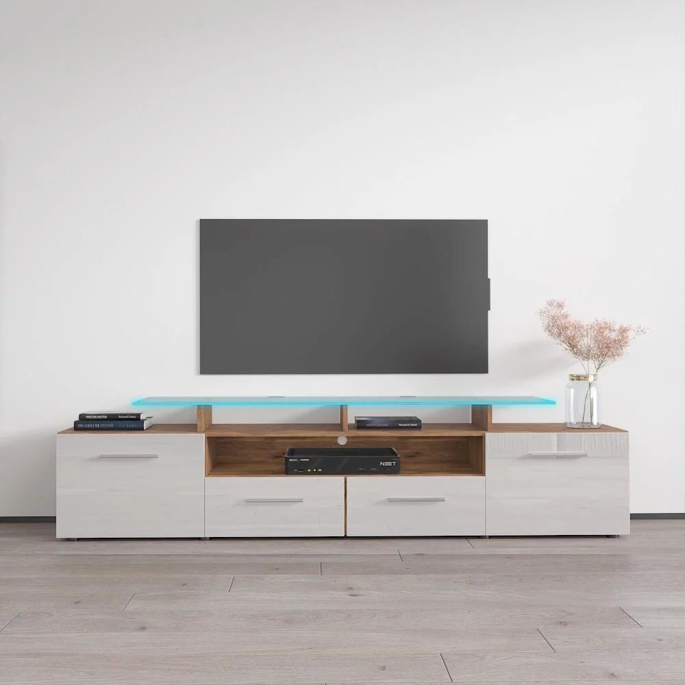 White Modern TV Stand with LED Light System R311387