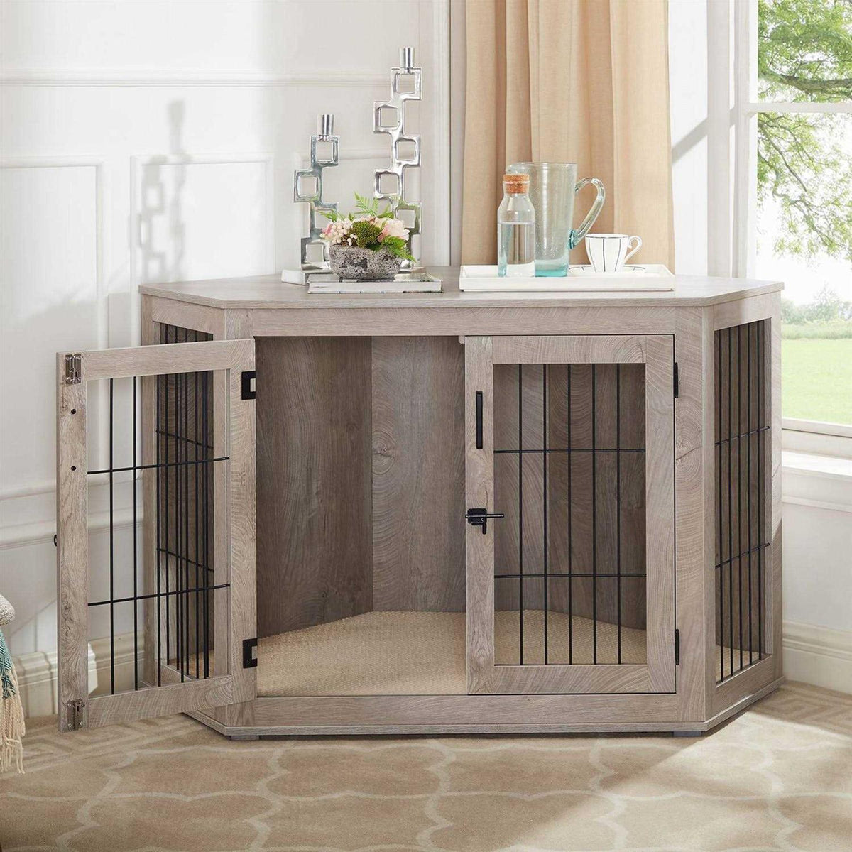 Large Corner Dog Crate Double Doors S672538