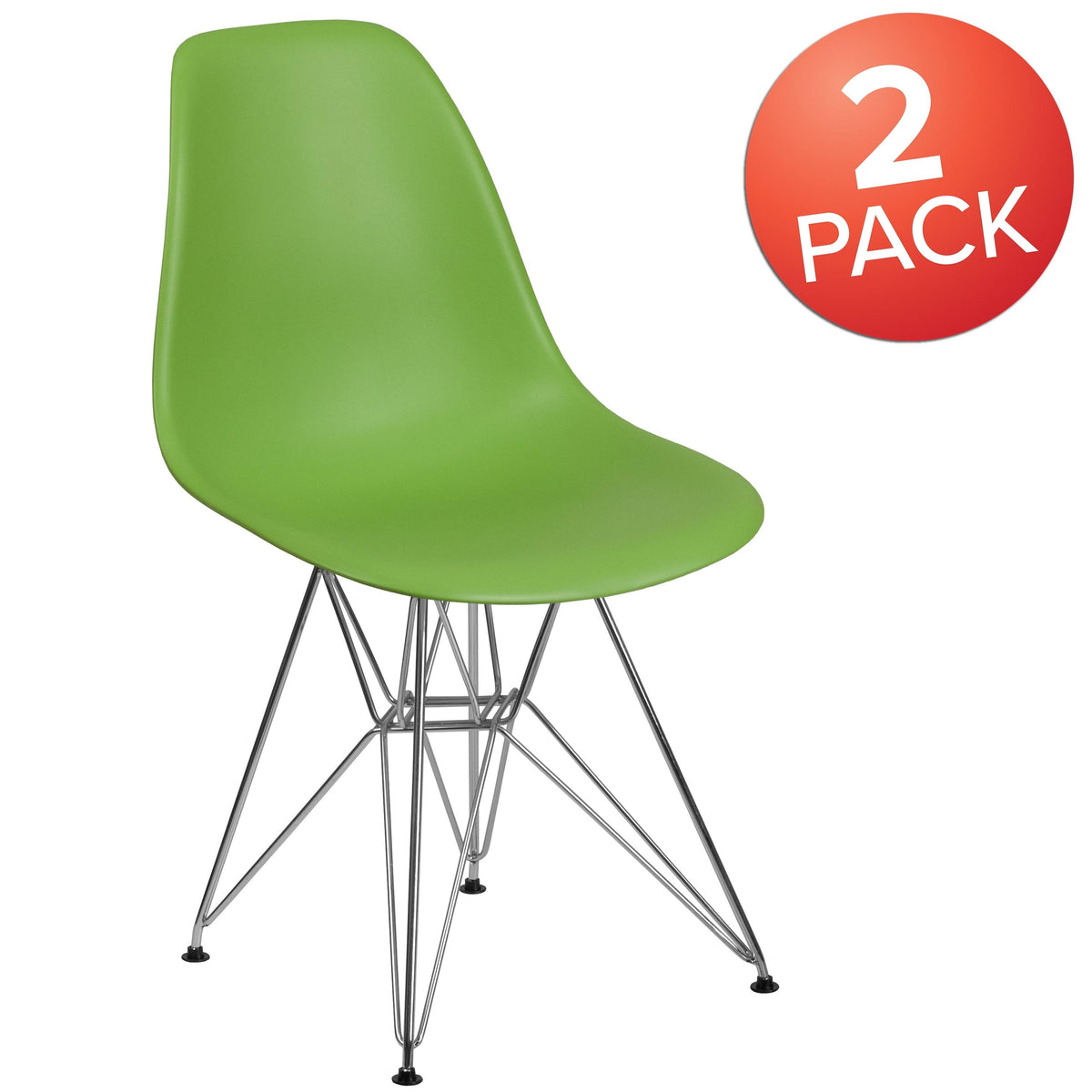 Green Plastic Chair with Chrome Base P112315