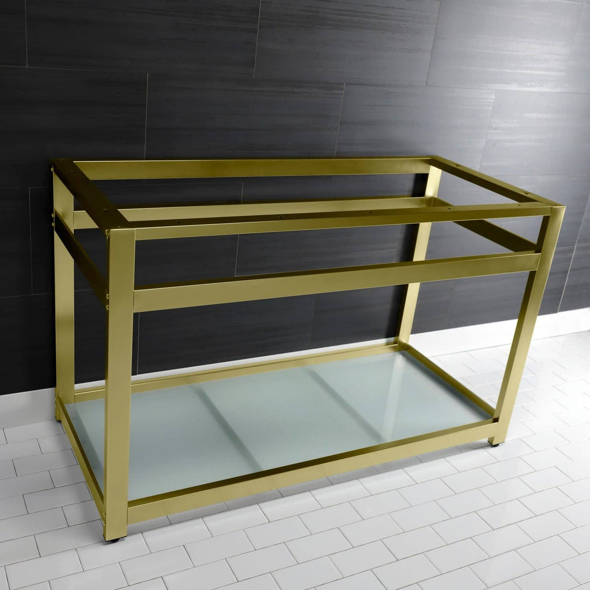 Oil Rubbed Bronze Console Sink Base with Glass Shelf R2574