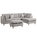 Charcoal L Shape Sectional Sofa Set with Ottoman N280