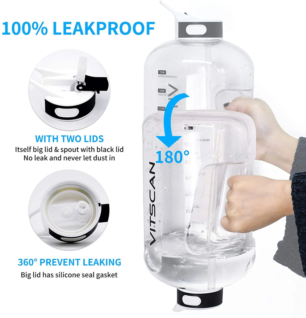 128 Oz Water Bottle with Straw and Time Marker, BPA Free Z985