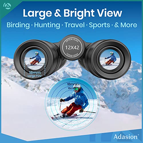 12x42 HD Waterproof Binoculars with Phone Adapter and Tripod B529