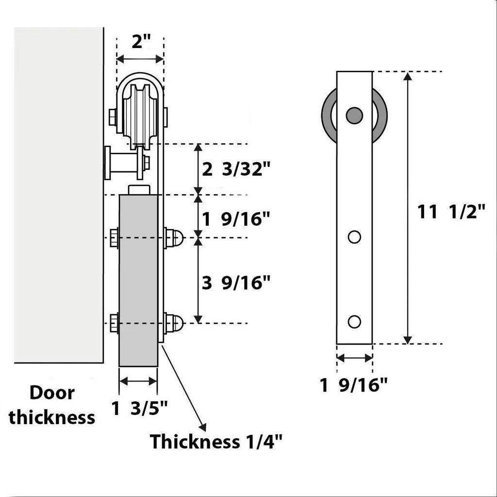 Solid Panel Interior Barn Door with Silver Rail Track Hardware Set L266849