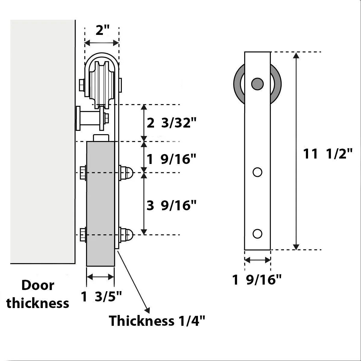 Solid Panel Interior Barn Door with Silver Rail Track Hardware Set L266849