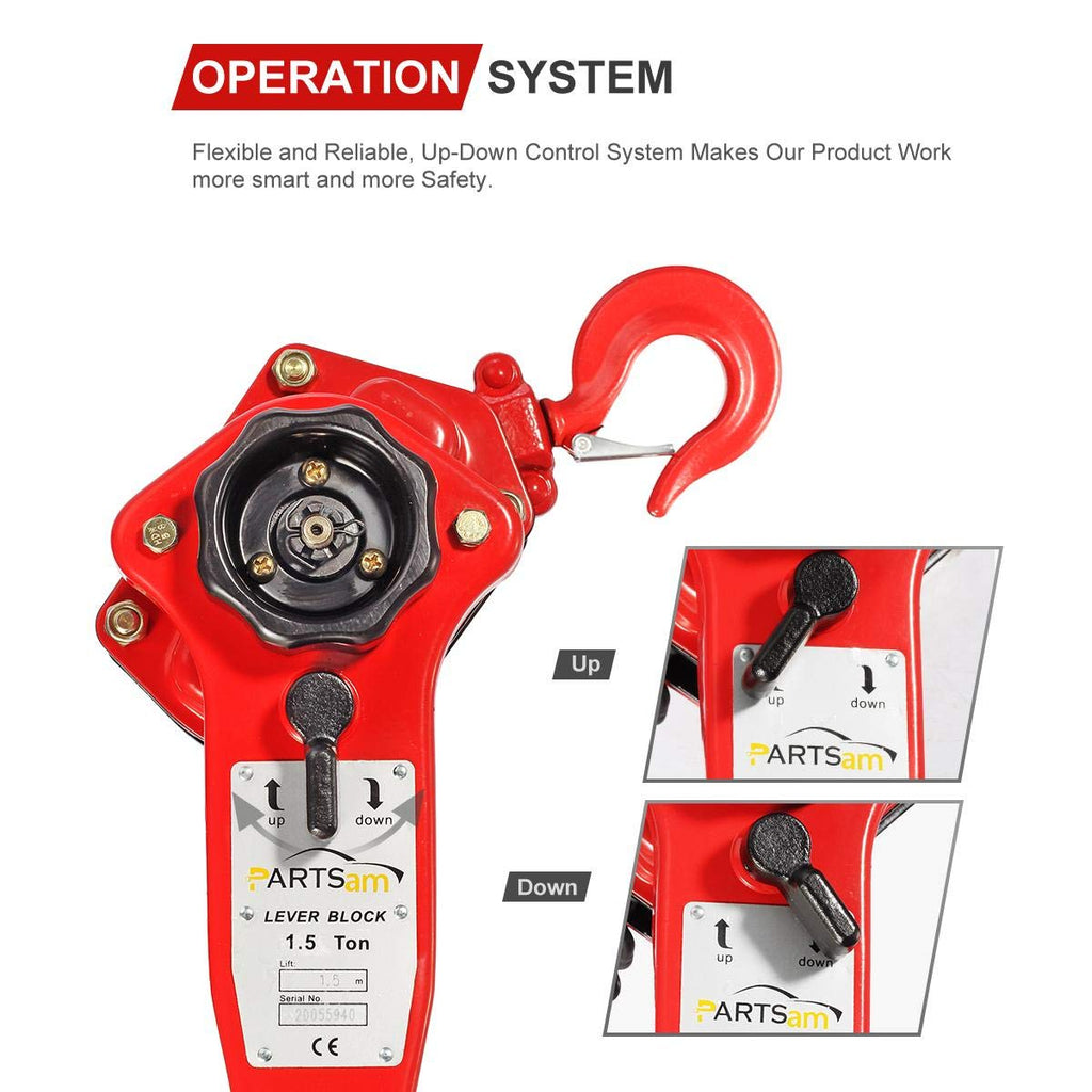 3300LBS Capacity Lever Hoist Come Along with 2 Heavy Duty Hooks, Pack of 2 G58918
