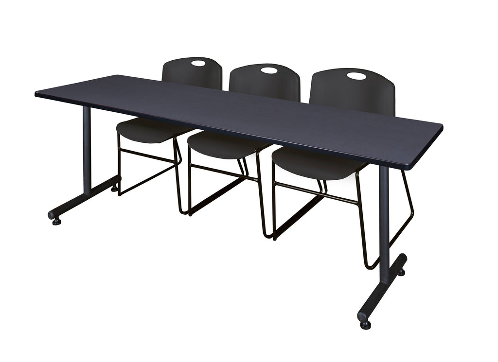 Black Training Table and 2 Stack Chairs V5350