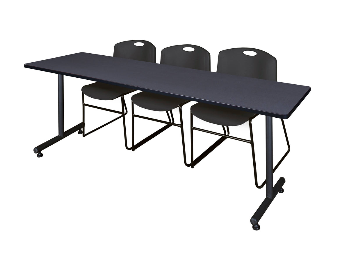 Black Training Table and 2 Stack Chairs V5350
