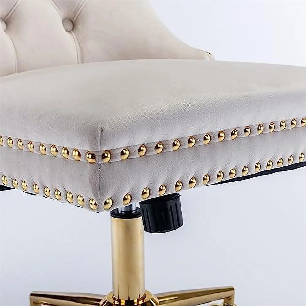 Black Tufted Artificial Rabbit Hair Office Chair with Golden Metal Base H499997