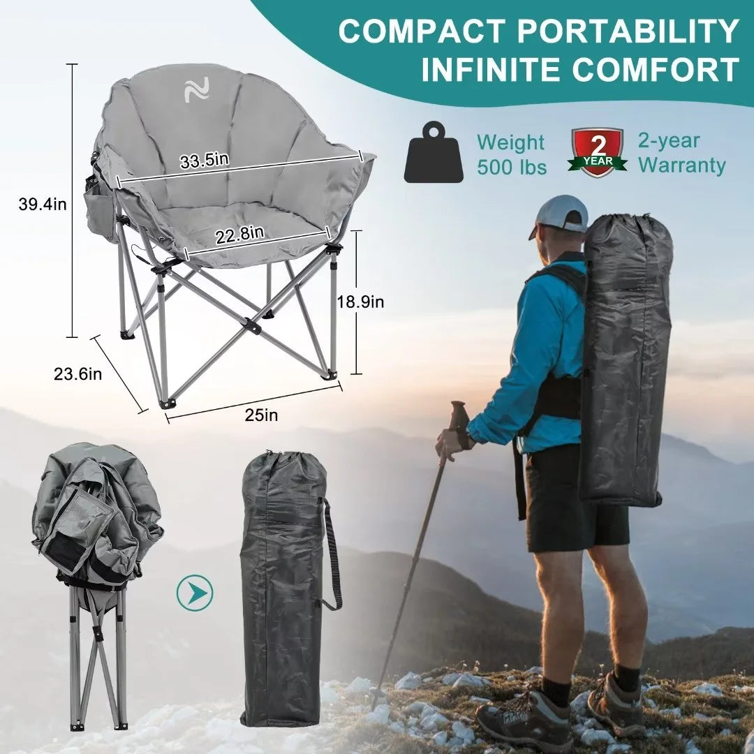 Heated Camping Chair with Lumbar Support, Gray T6727
