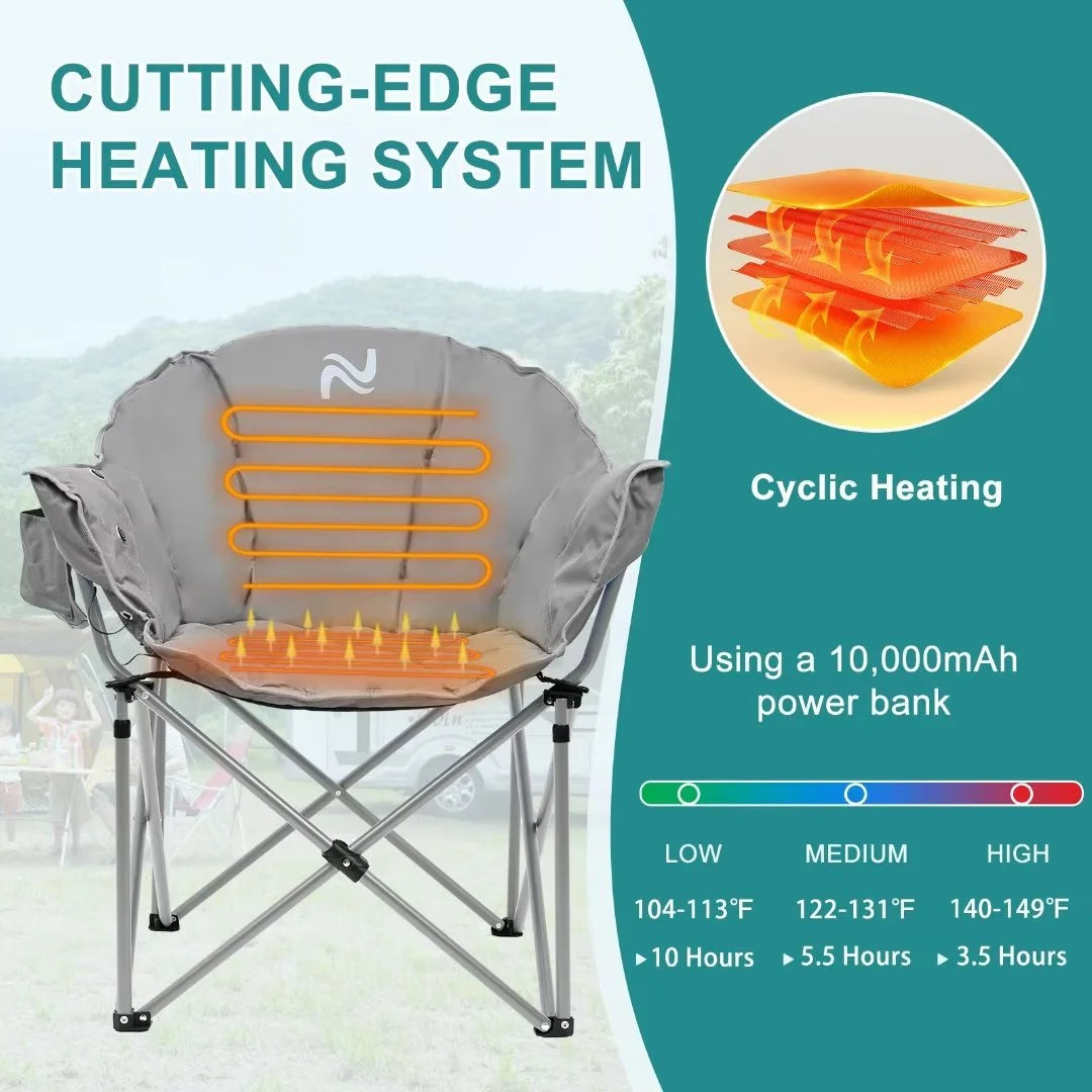 Heated Camping Chair with Lumbar Support, Gray T6727