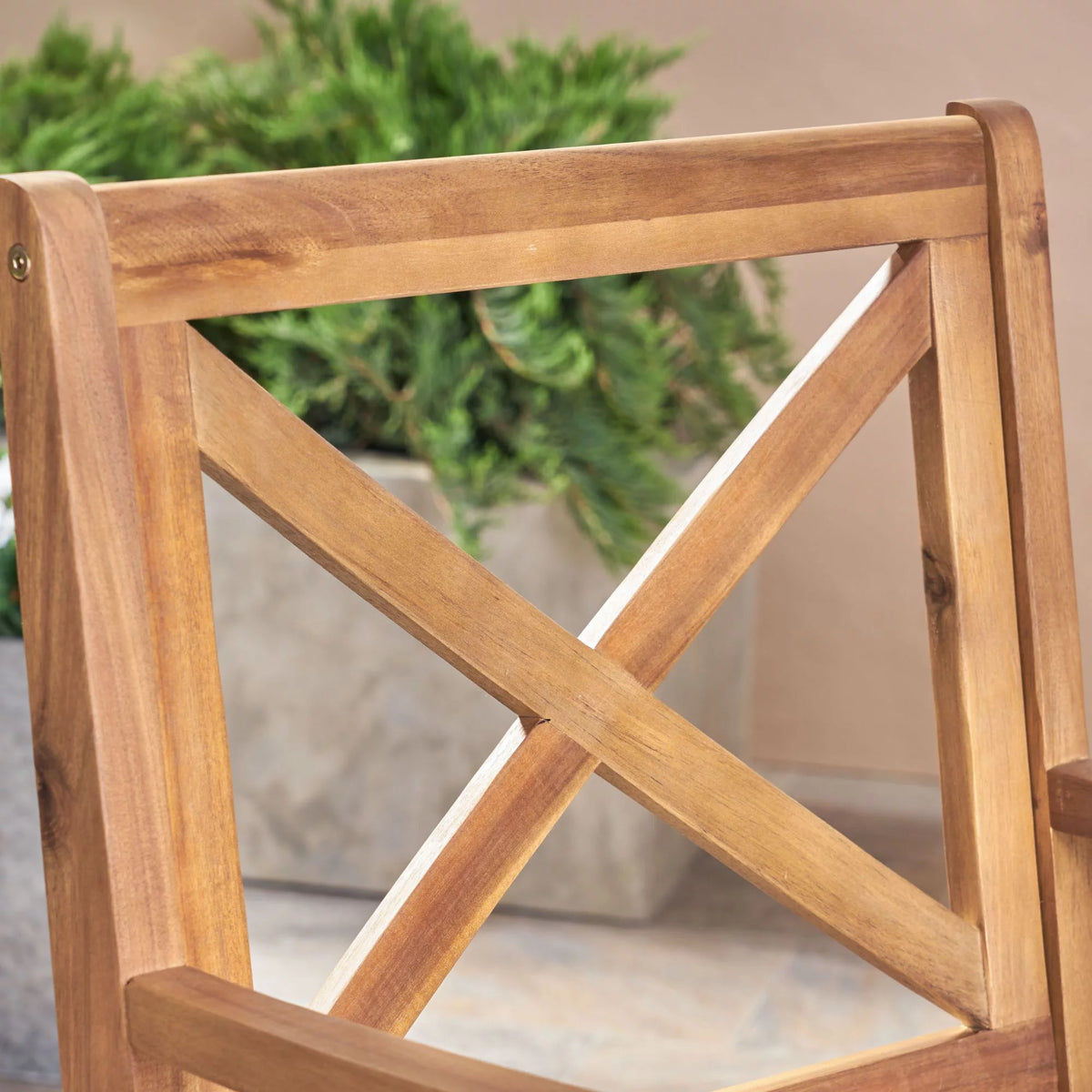 Teak and Green Wooden Patio Dining Arm Chair Set of 2 A506285