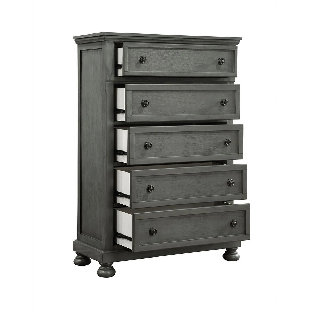 5PC King Bedroom Set with Wood & Rustic Gray Finish G8177