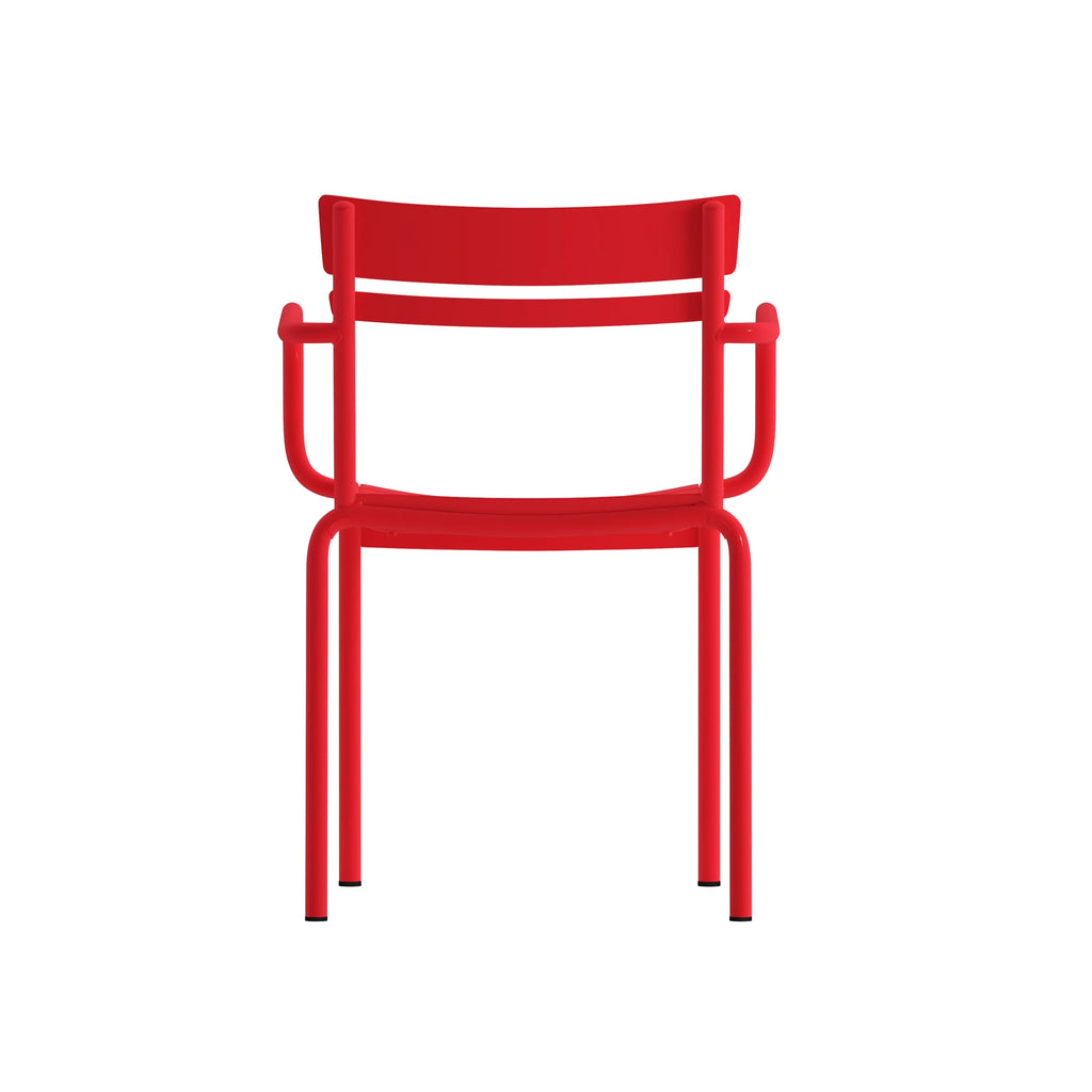 Red Steel Stackable Indoor-Outdoor Chair with Arms M352