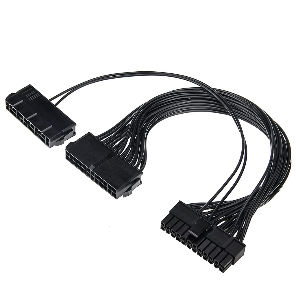 Dual PSU 24-Pin ATX Motherboard Adapter Extension Cable 30cm Black X67242