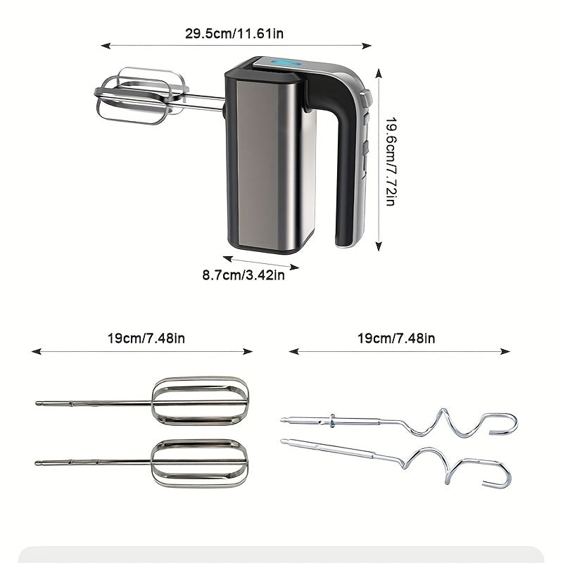 300W Electric Hand Mixer with Stainless Steel Accessories D4325