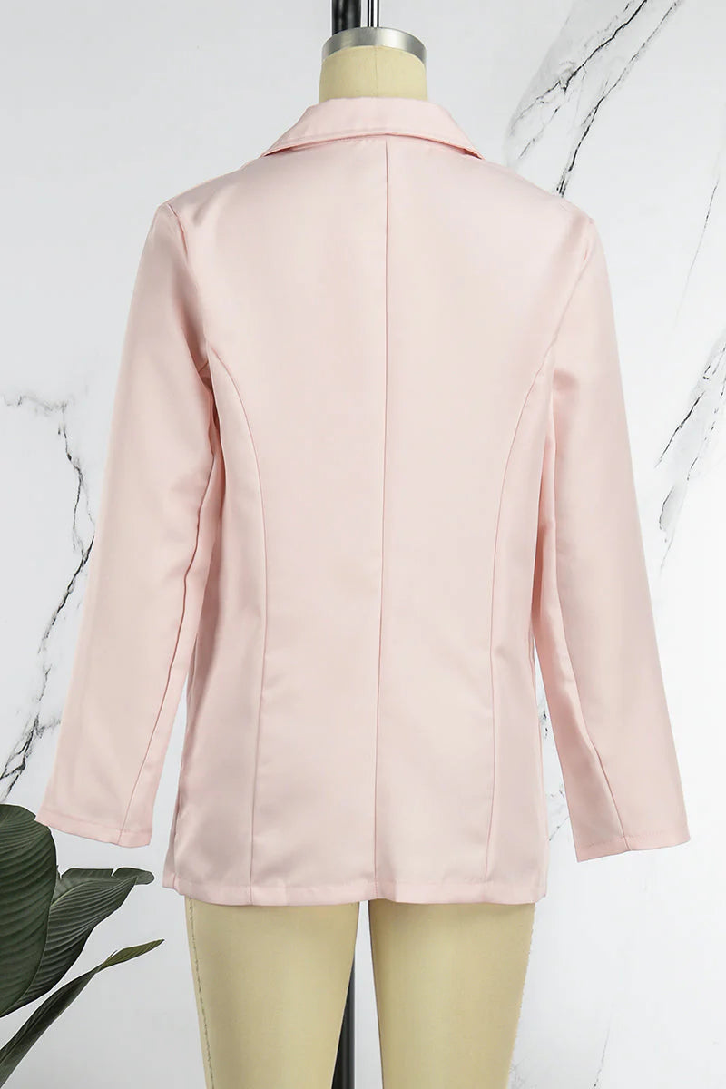 Casual Solid Button Turn-back Collar Outerwear W5519