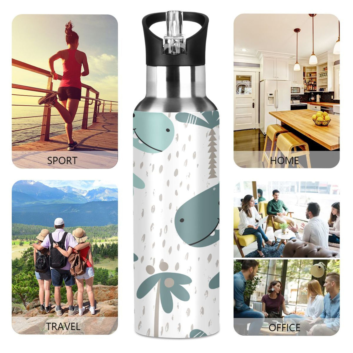Stainless Steel Insulated Water Bottle with Straw Lid Y856