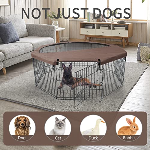 Foldable Metal Dog Playpen 8 Panels 24 Inch with Top Cover A856200