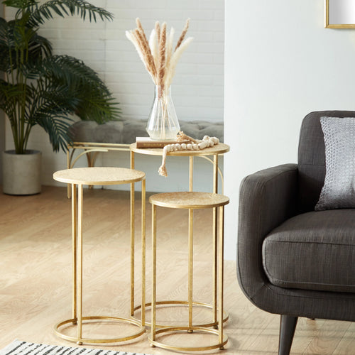16" x 28" Gold Metal Nesting Accent Table, 3-Pieces W900671
