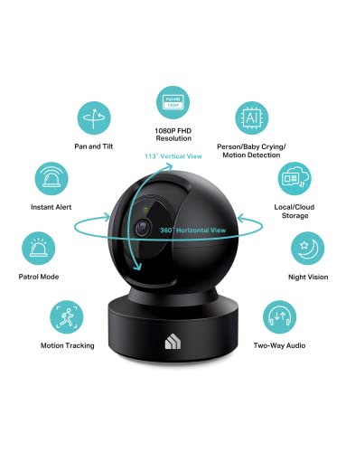 Indoor Pan/Tilt Smart Security Camera 1080p HD Night Vision White R73757