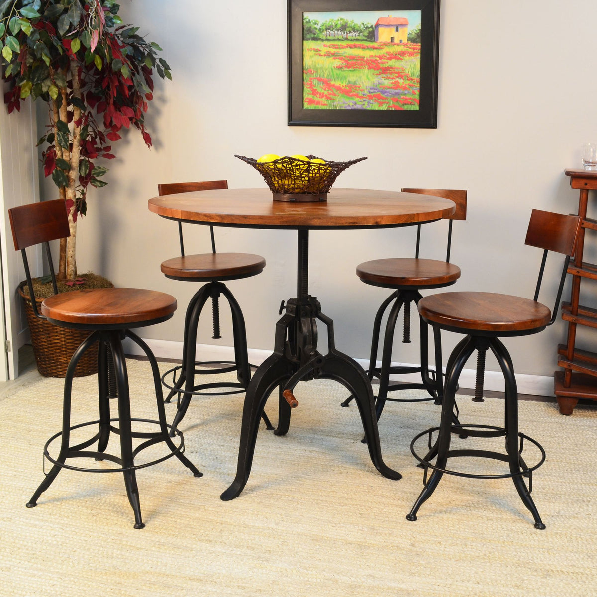 34" Brown and Black Adjustable Stool with Curved Back Z150722