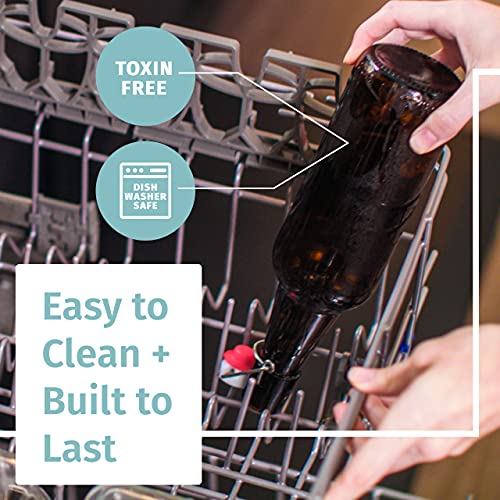 Swing Top Glass Bottles Set of 6, 16oz Clear with Caps C123