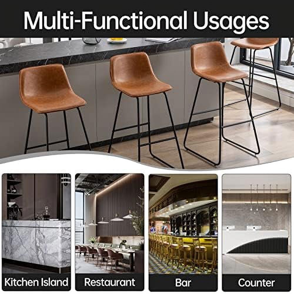 Faux Leather Dining Chairs Set of 2 Barstools with Backs Y8002